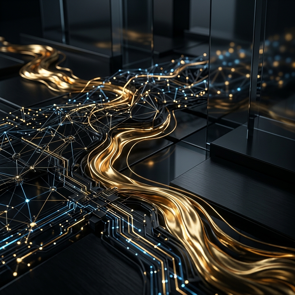 Cinematic digital node network background